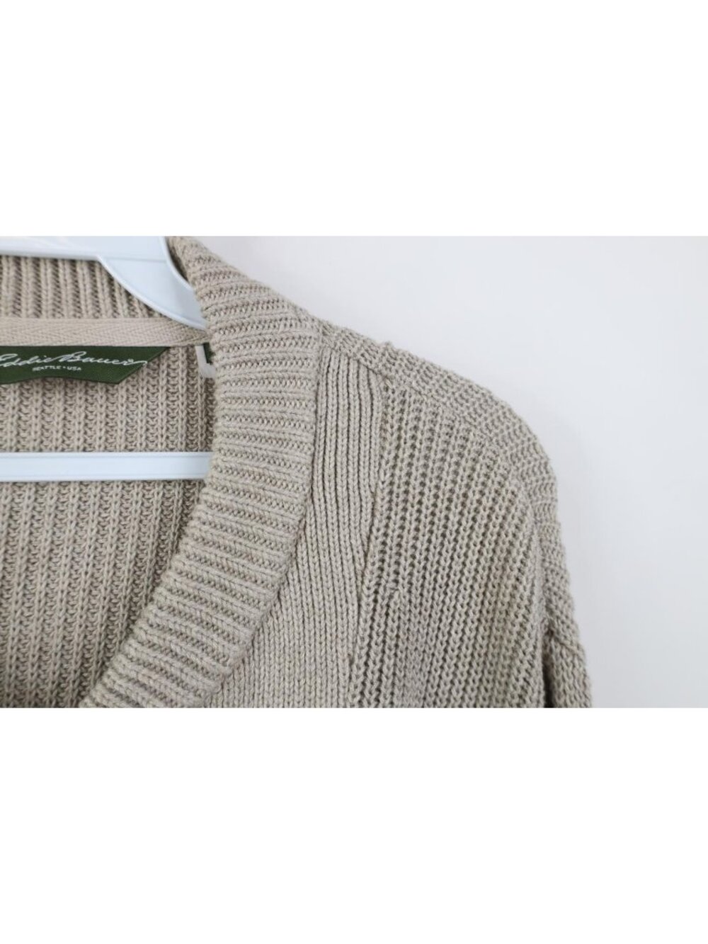 Vintage Eddie Bauer Mens XLT Blank Chunky Commando Ribbed Knit Henley Sweater - Picture 6 of 15